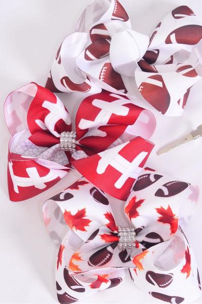 "Football" Hair Bow 6"x5"