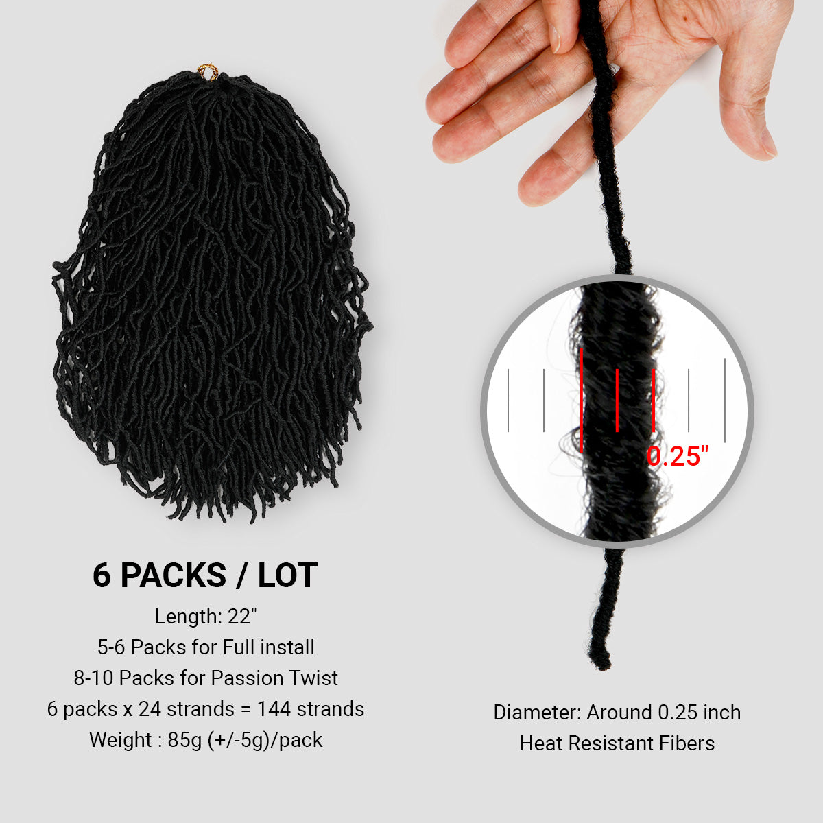 Authentic Crochet Distressed Locs 22”