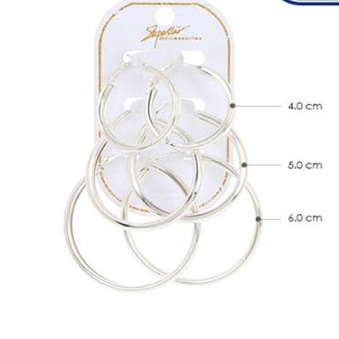 Fashion Metal Hoop Earring 3 Pair Set