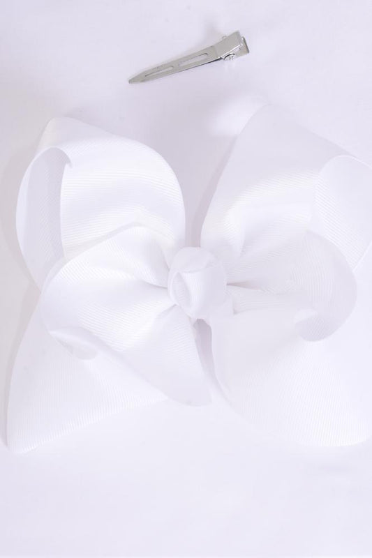 Extra Jumbo White Cheer Bow *Alligator Clip