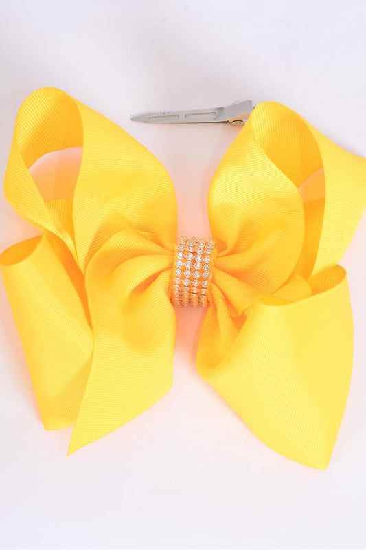 Daffodill Yellow Center Clear Stones *Alligator Clip