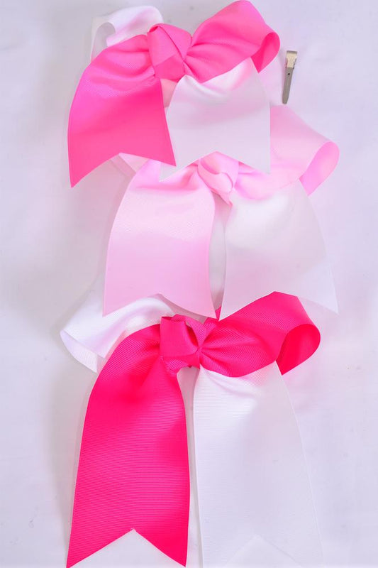 Extra Jumbo Long Tail Cheer Bow 2-Tone *Alligator Clip
