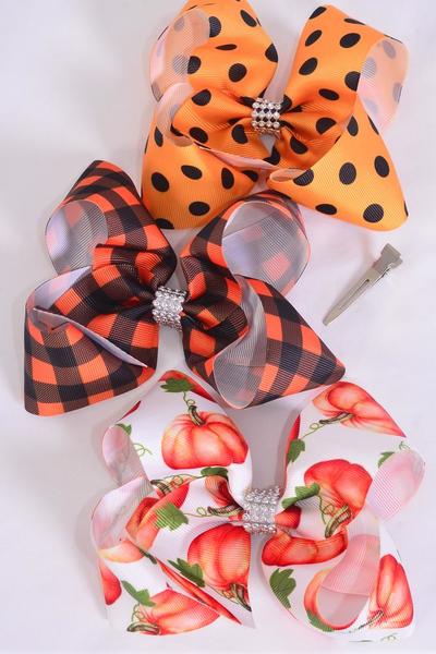 "Harvest" Jumbo Hair Bow 6"x5"