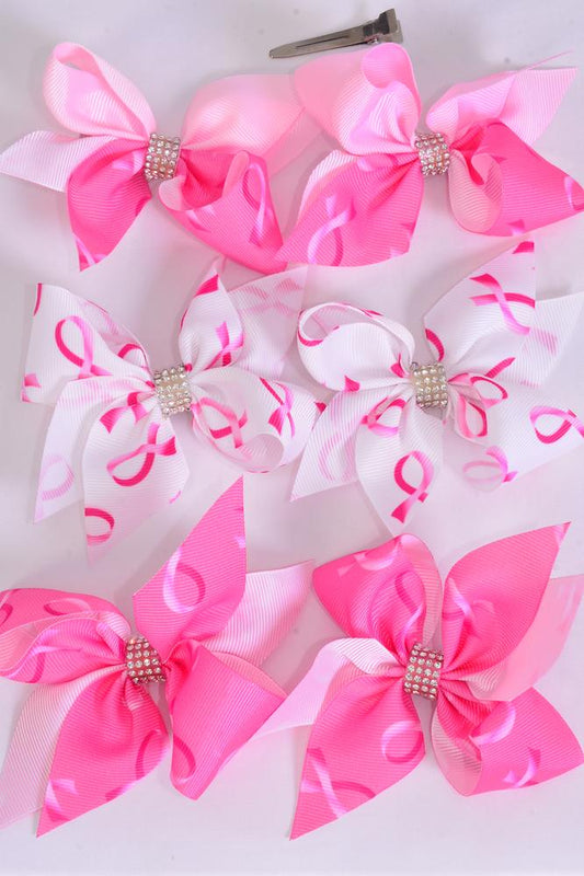 "Pink Ribbon" Hair Bow 4"x3.5"