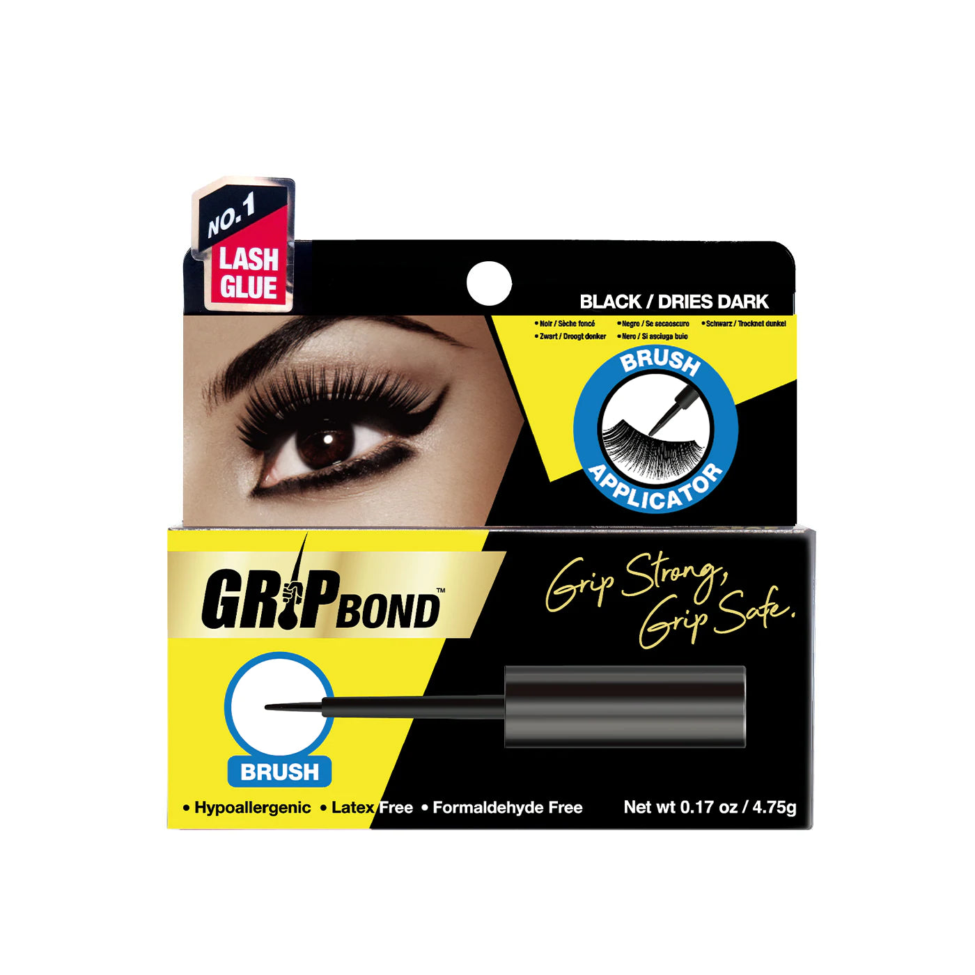 EBIN Grip Bond Latex-Free Lash Adhesive- Black/Brush