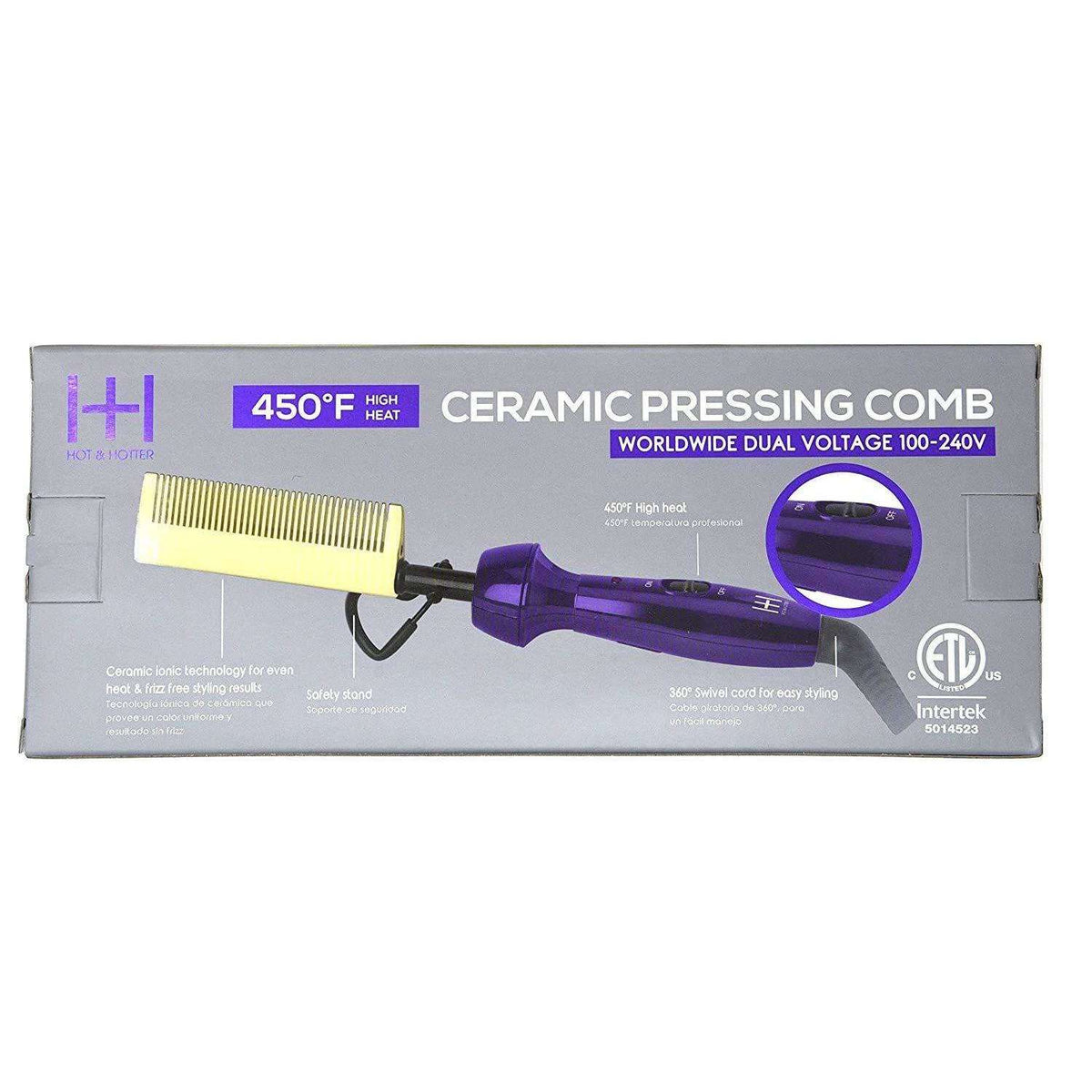 Annie Hot Pressing Comb Purple Gold Ceramic