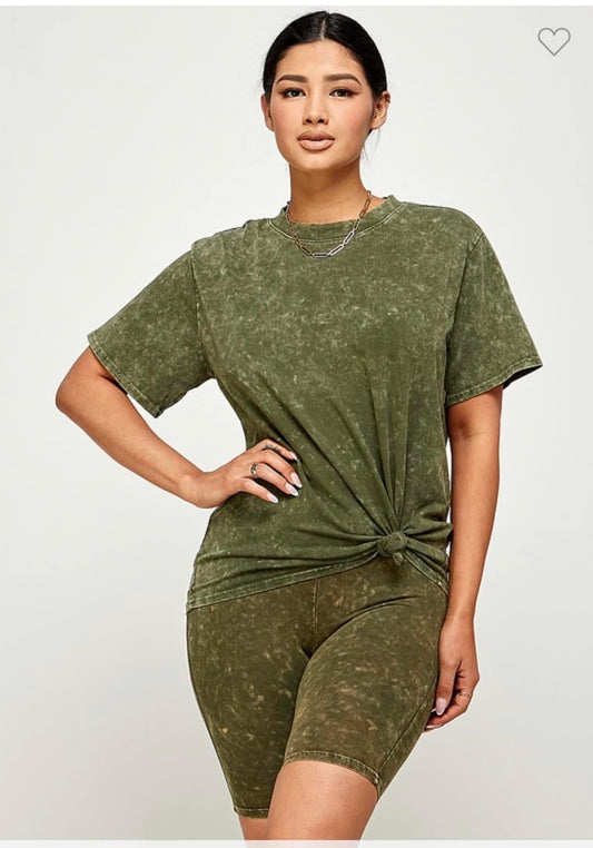 Washed short set