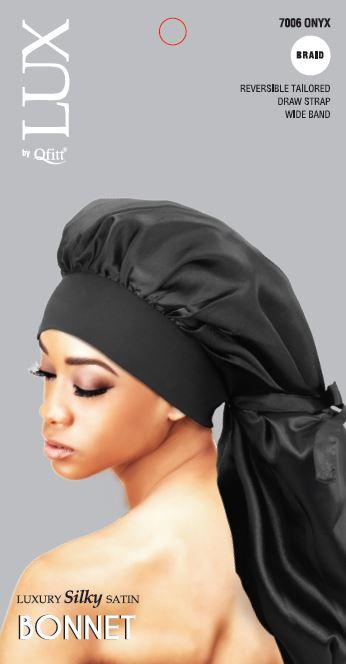 Lux Luxury Silky Satin Braid Bonnet Black